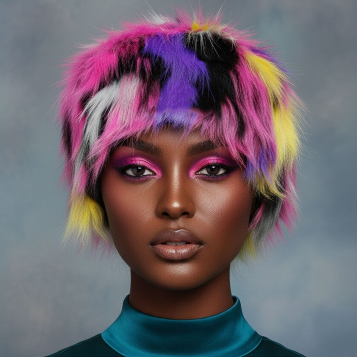 Hat Luxe Faux Fur Bright Color Kubanka Winter Cap