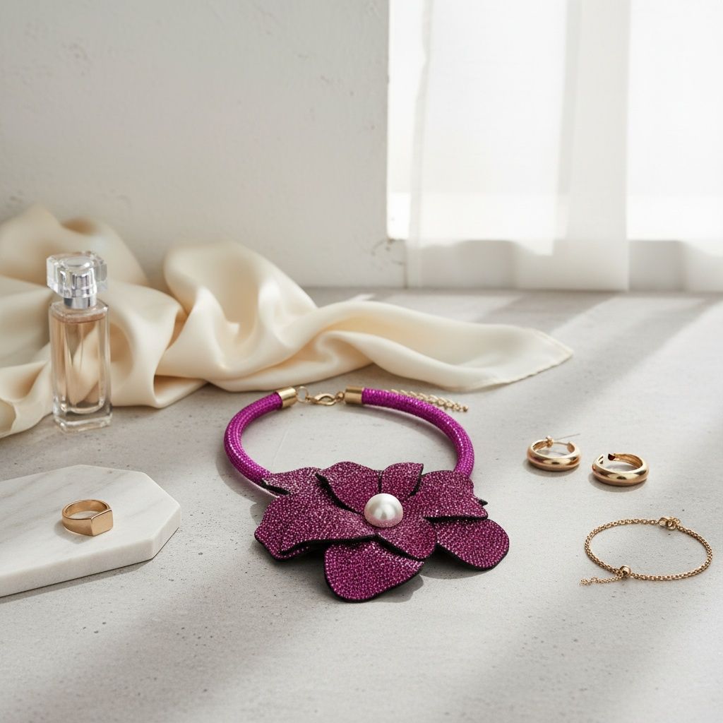 Brilliant Fuchsia Blooming Flower Choker Necklace