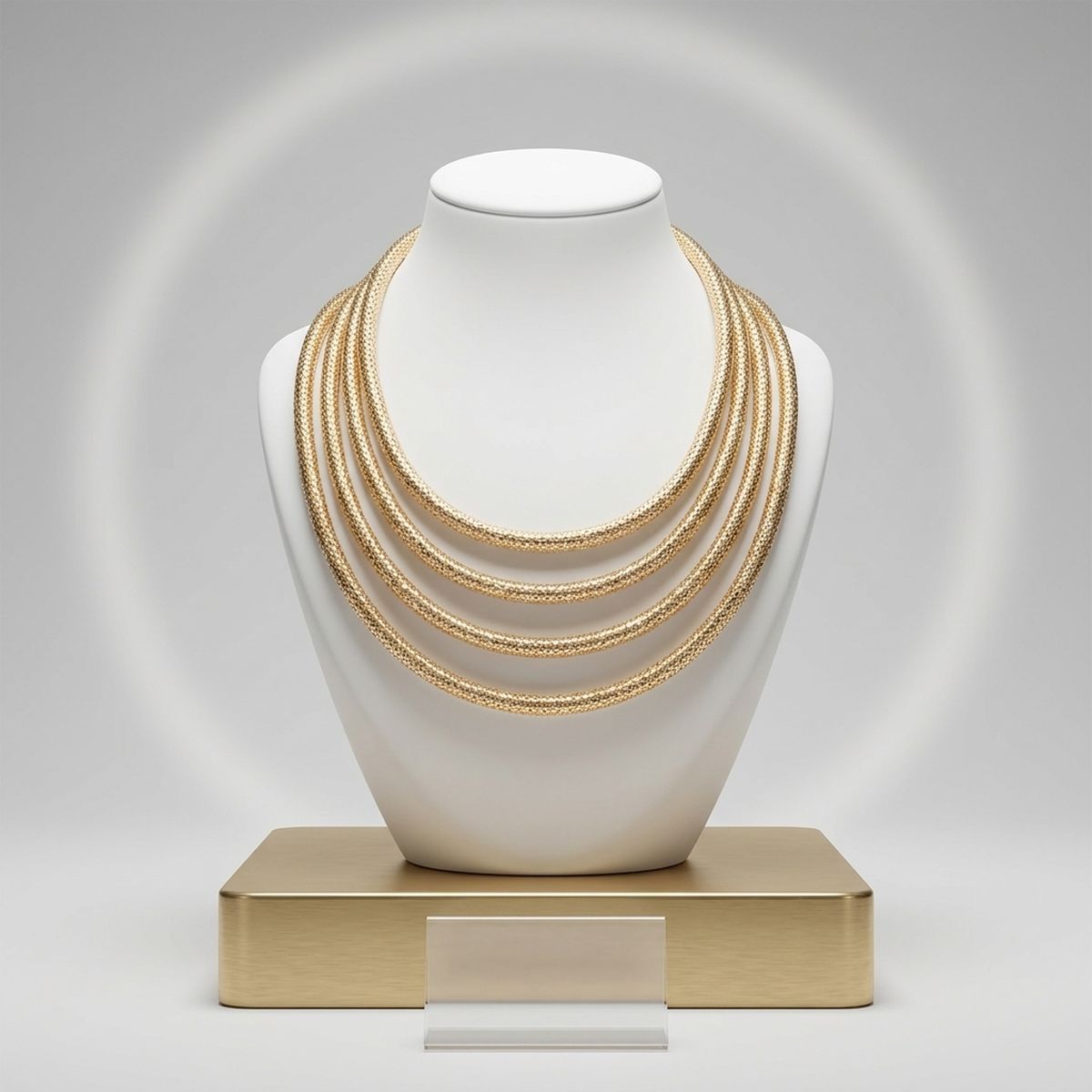 Gold Mesh 5 Strand Snake Chain Magnetic Necklace