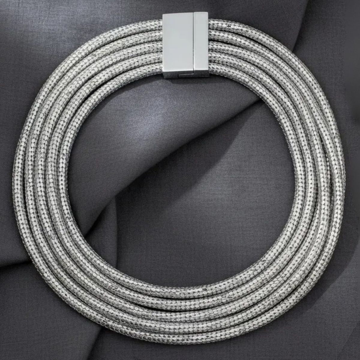 Silver Mesh 5 Strand Snake Chain Magnetic Necklace