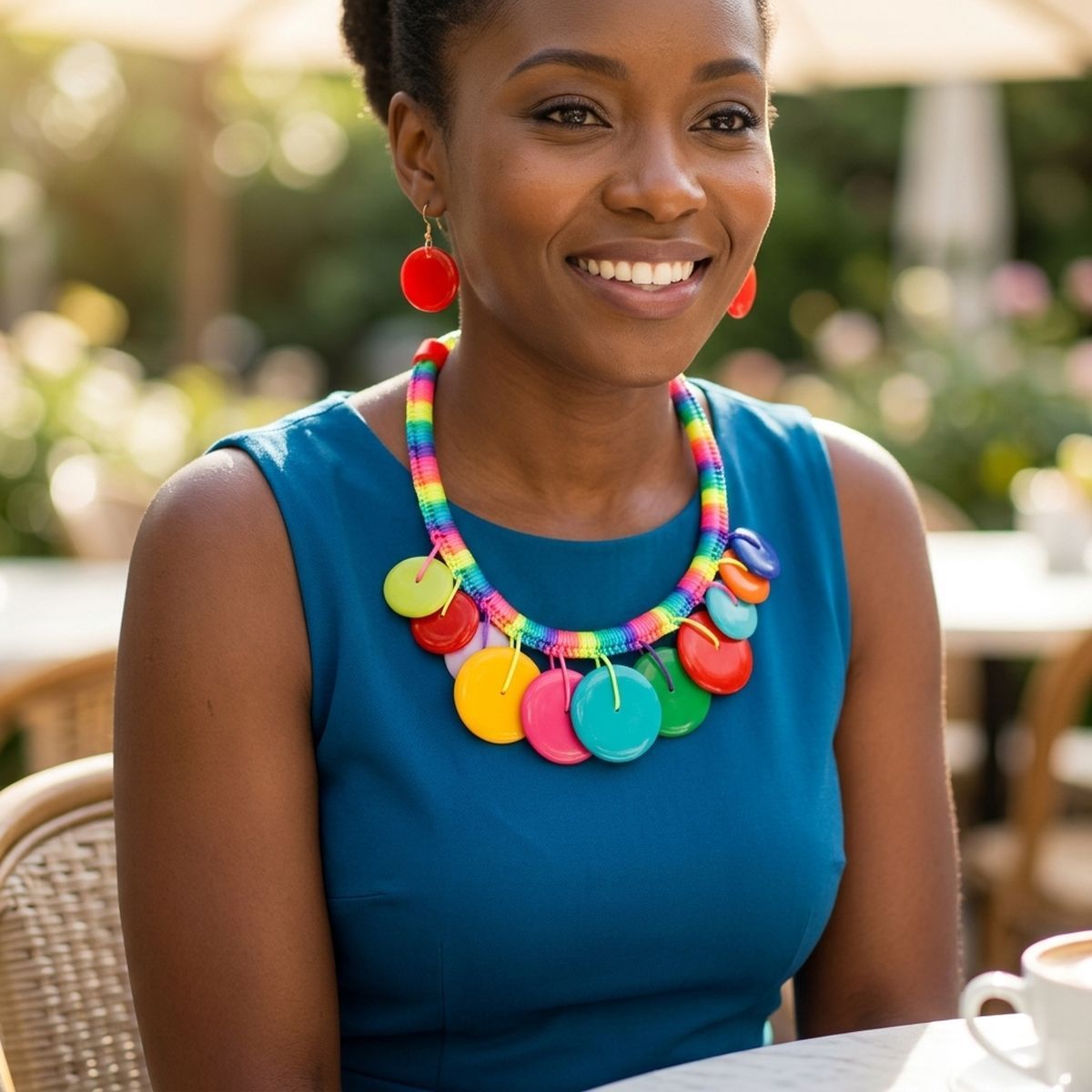 Collar Rainbow Wrap Multicolor Disc Necklace