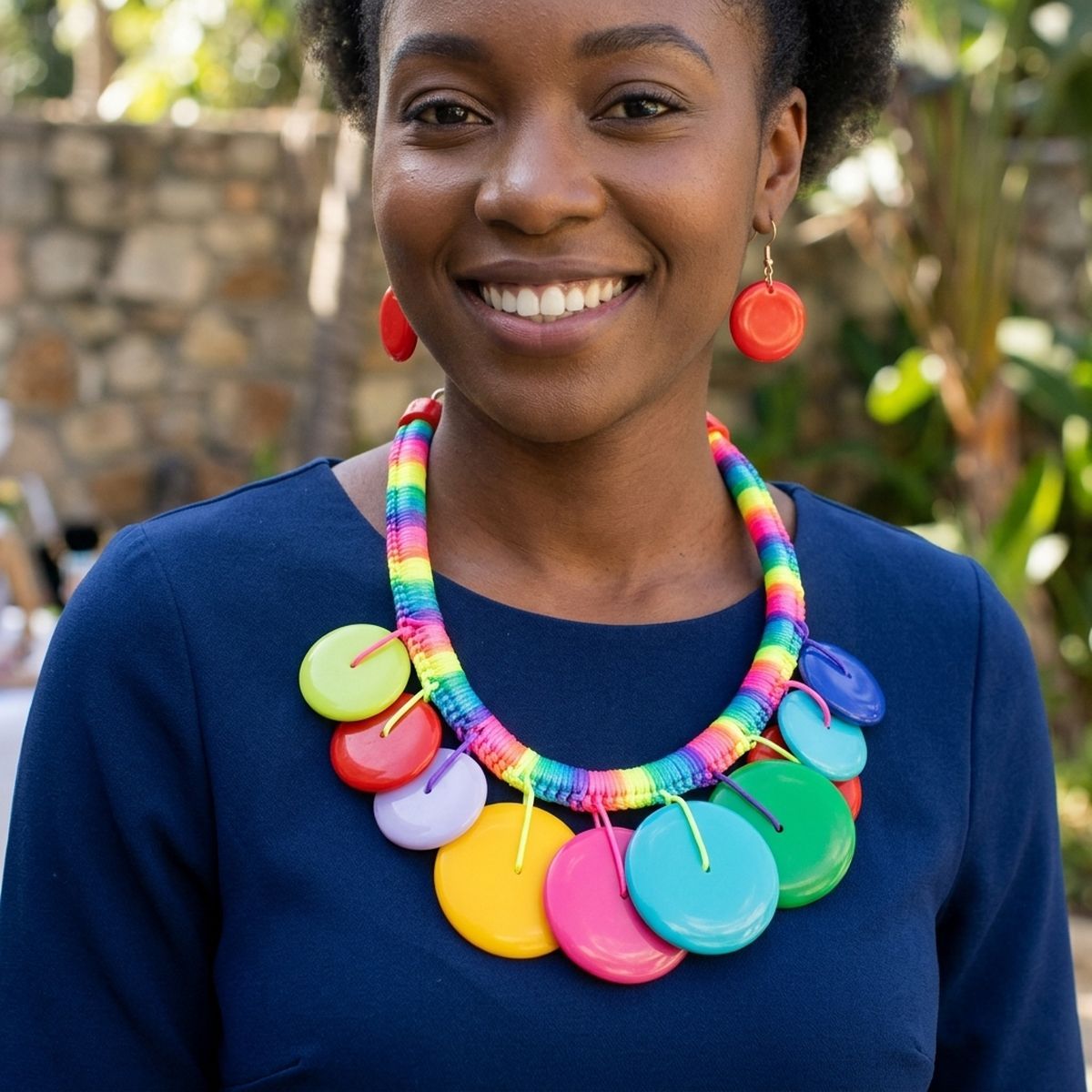 Collar Rainbow Wrap Multicolor Disc Necklace