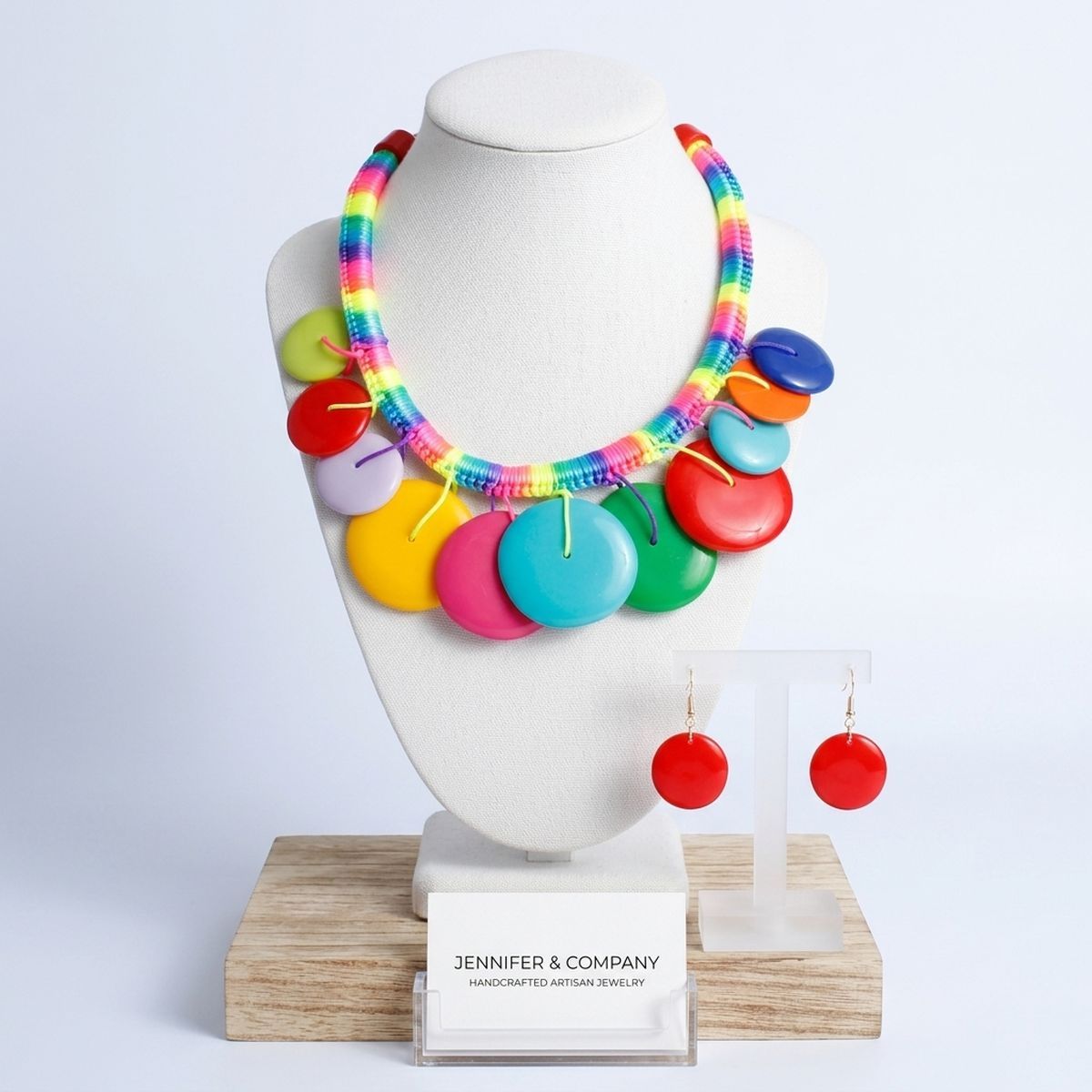 Collar Rainbow Wrap Multicolor Disc Necklace