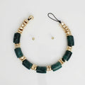 Vintage Marbled Green Resin Bead Toggle Necklace