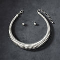 Choker Thick Coiled Silver Metal Spring Necklace
