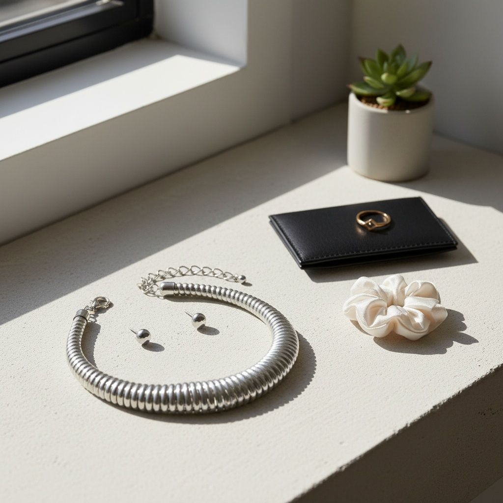 Choker Thick Coiled Silver Metal Spring Necklace