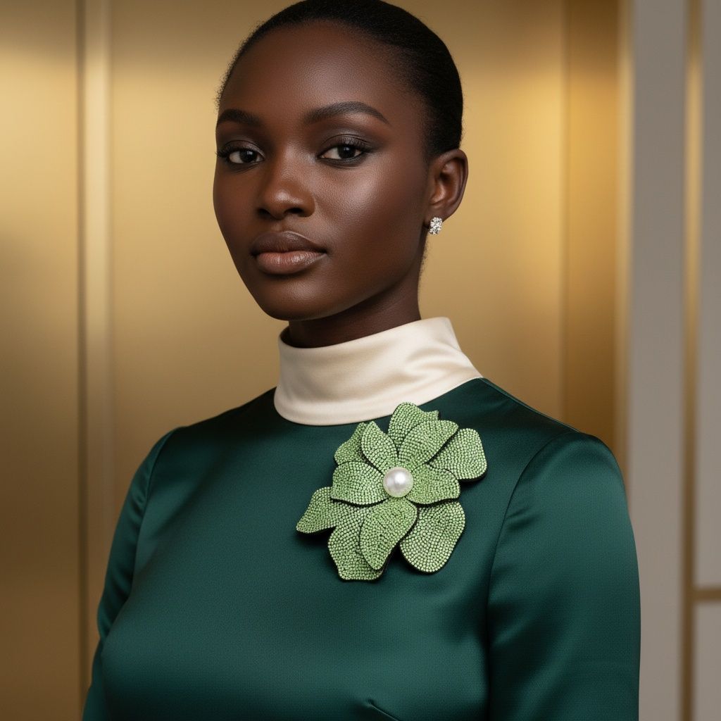 Brilliant Green Blooming Flower Brooch Hair Clip