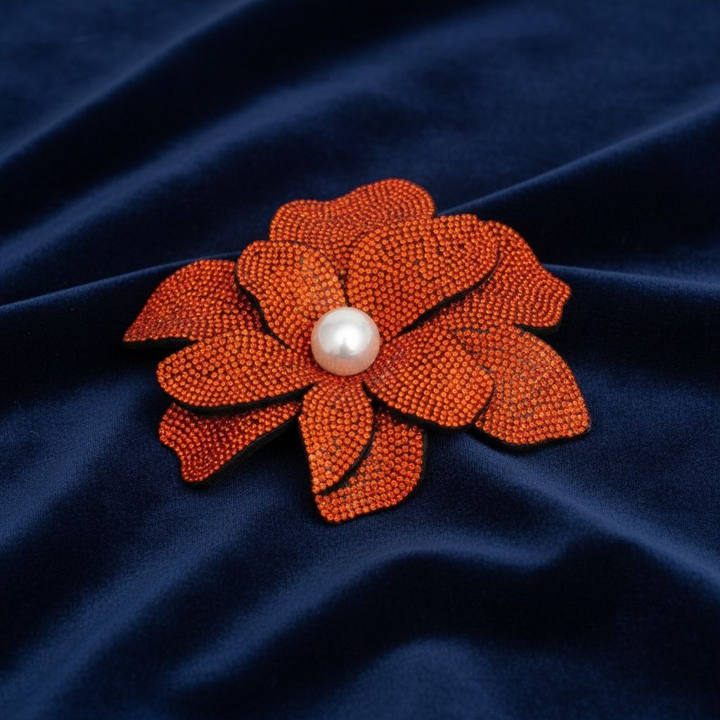 Brilliant Orange Blooming Flower Brooch Hair Clip