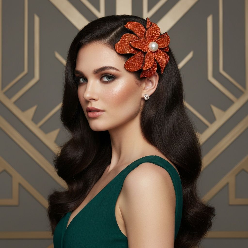 Brilliant Orange Blooming Flower Brooch Hair Clip
