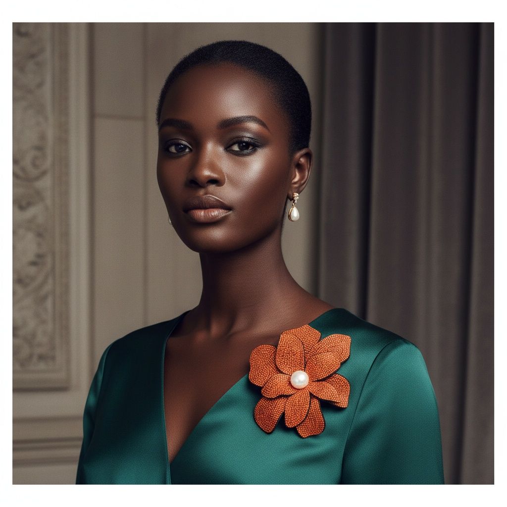 Brilliant Orange Blooming Flower Brooch Hair Clip