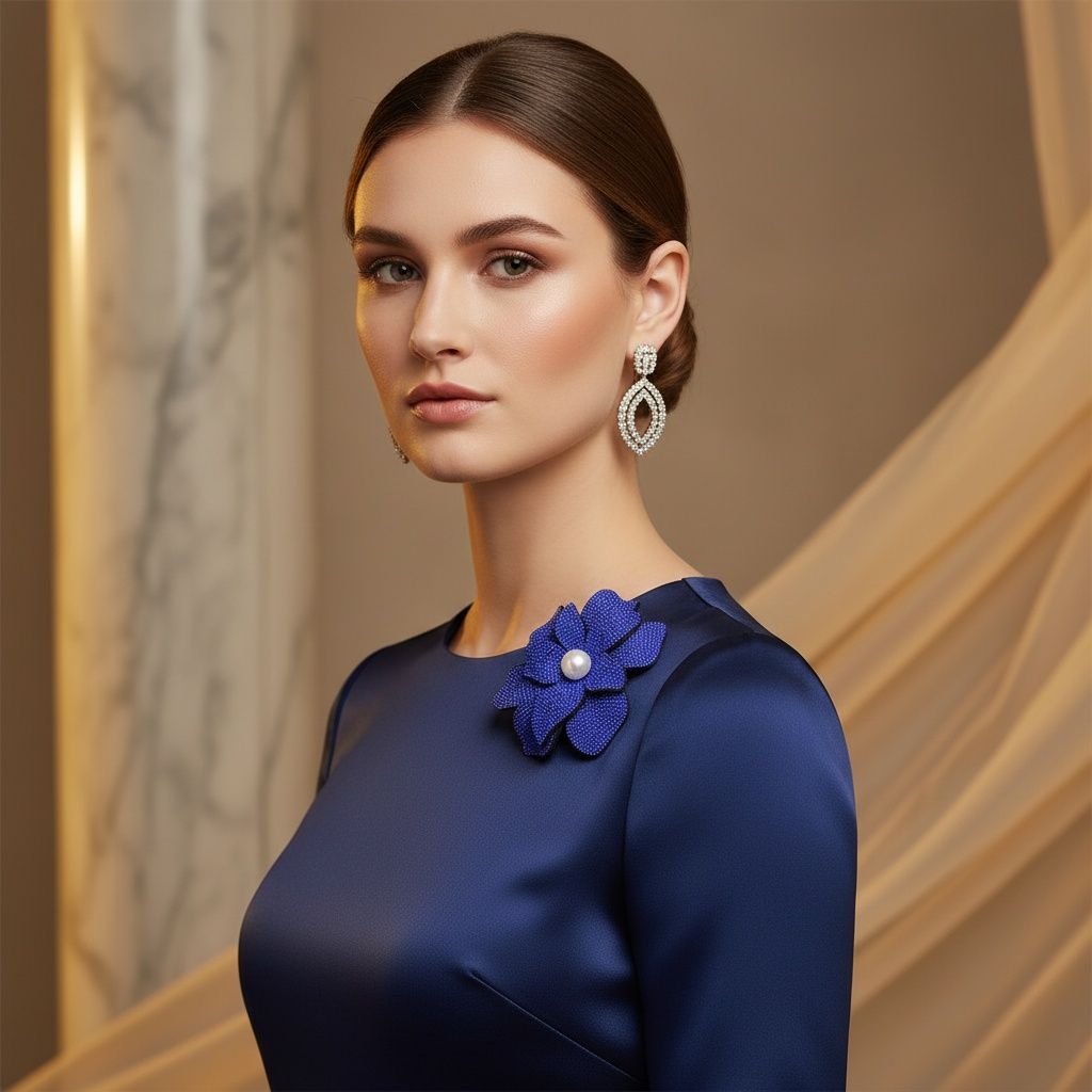 Brilliant Blue Blooming Flower Brooch Hair Clip