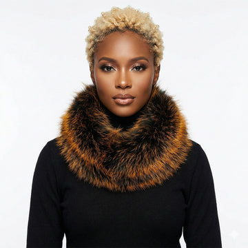 Scarf Luxe Faux Fur Orange Collar Winter Stole
