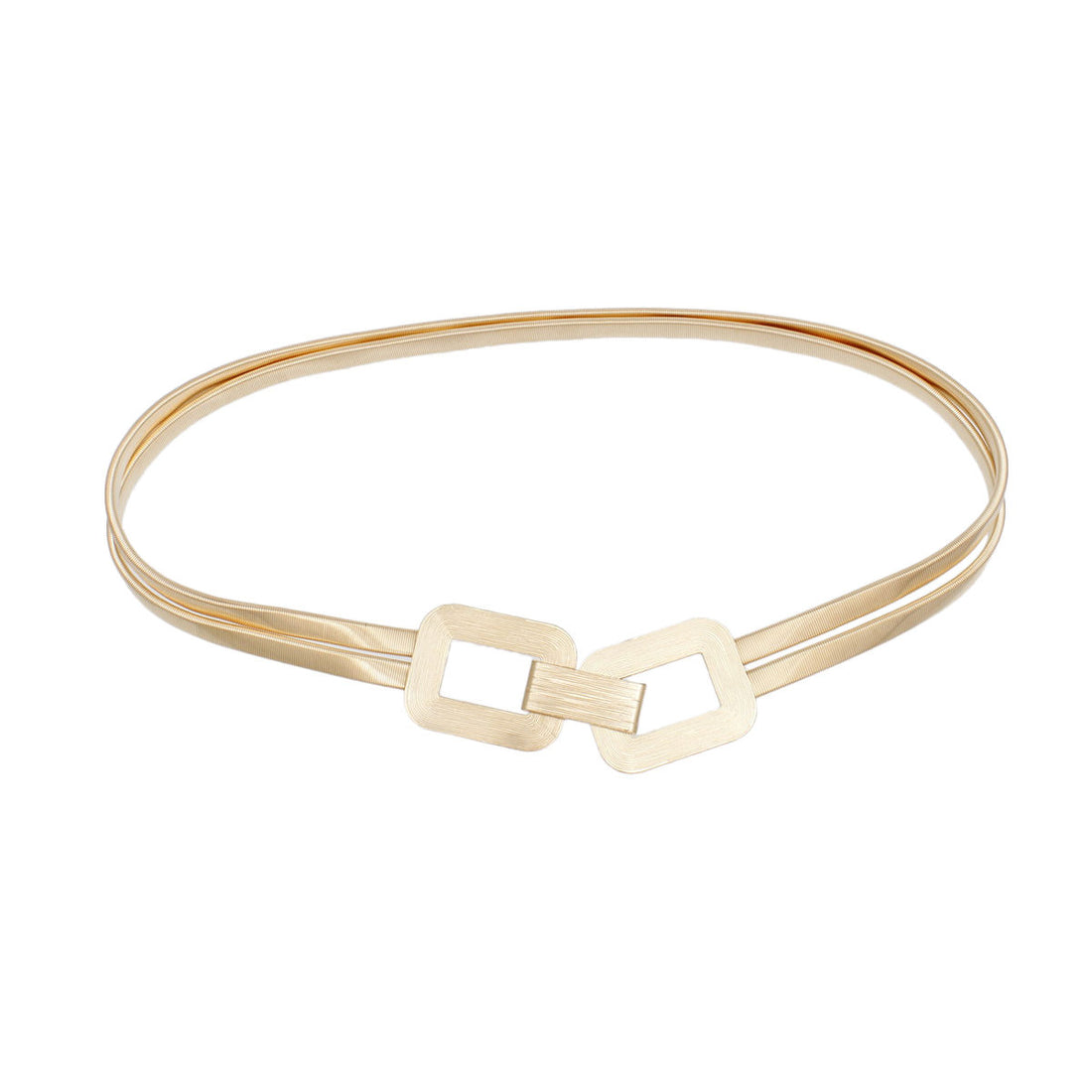 Stretch Belt Gold Metal Omega Rectangle Buckle
