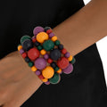 Wood Bead 5 Pcs Multicolor Stretch Bracelet Set