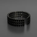 Cuff Baguette CZ 3 Row Black Memory Wire Bracelet