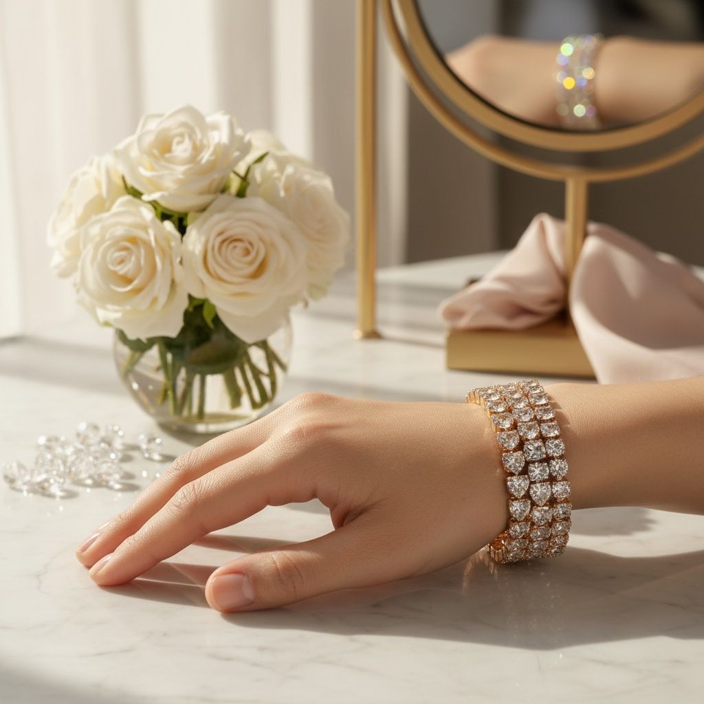 Cuff Baguette CZ 3 Row Gold Memory Wire Bracelet