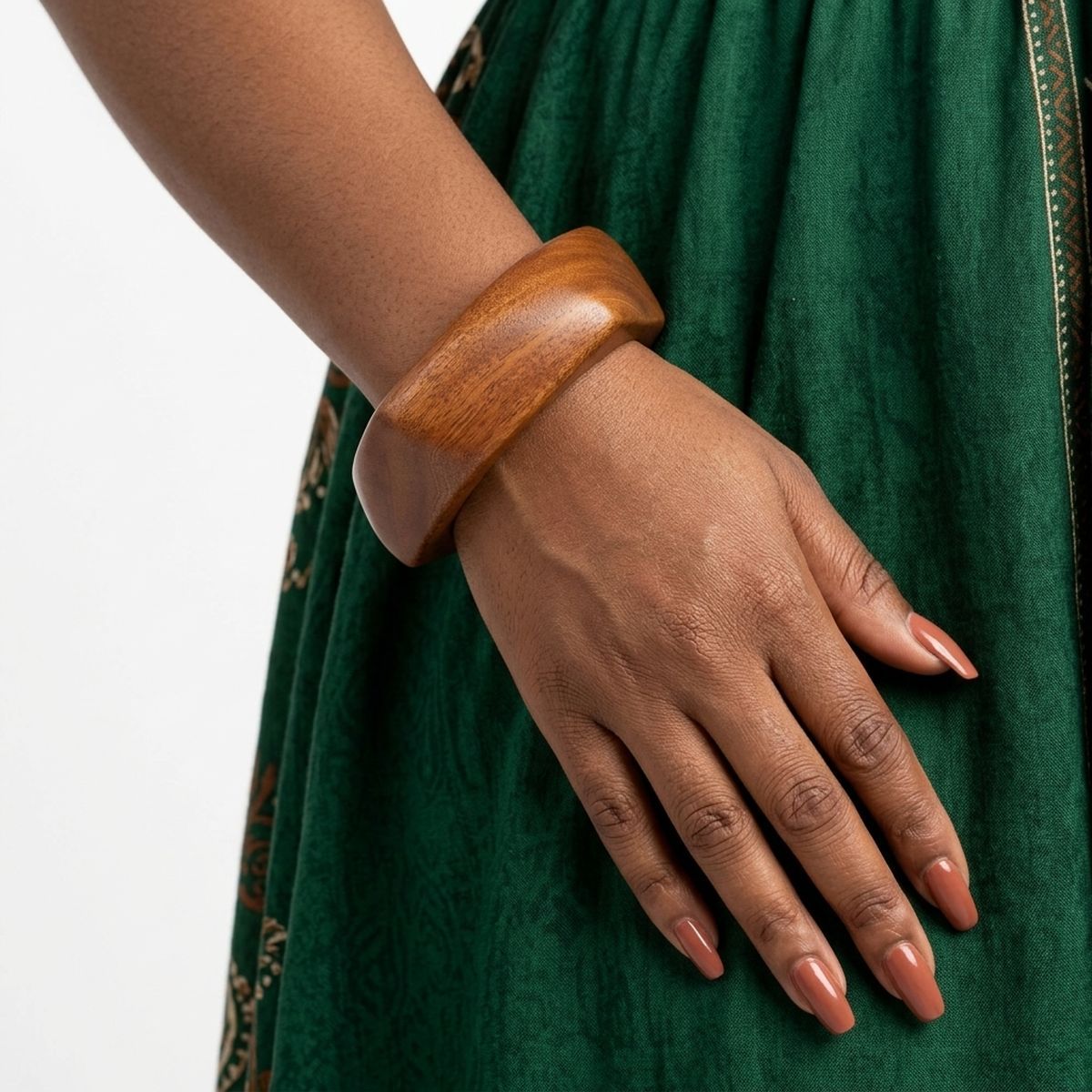 Bangle Dark Wood Grain Pointed Edge Bracelet