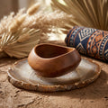 Bangle Dark Wood Grain Wavy Profile Bracelet