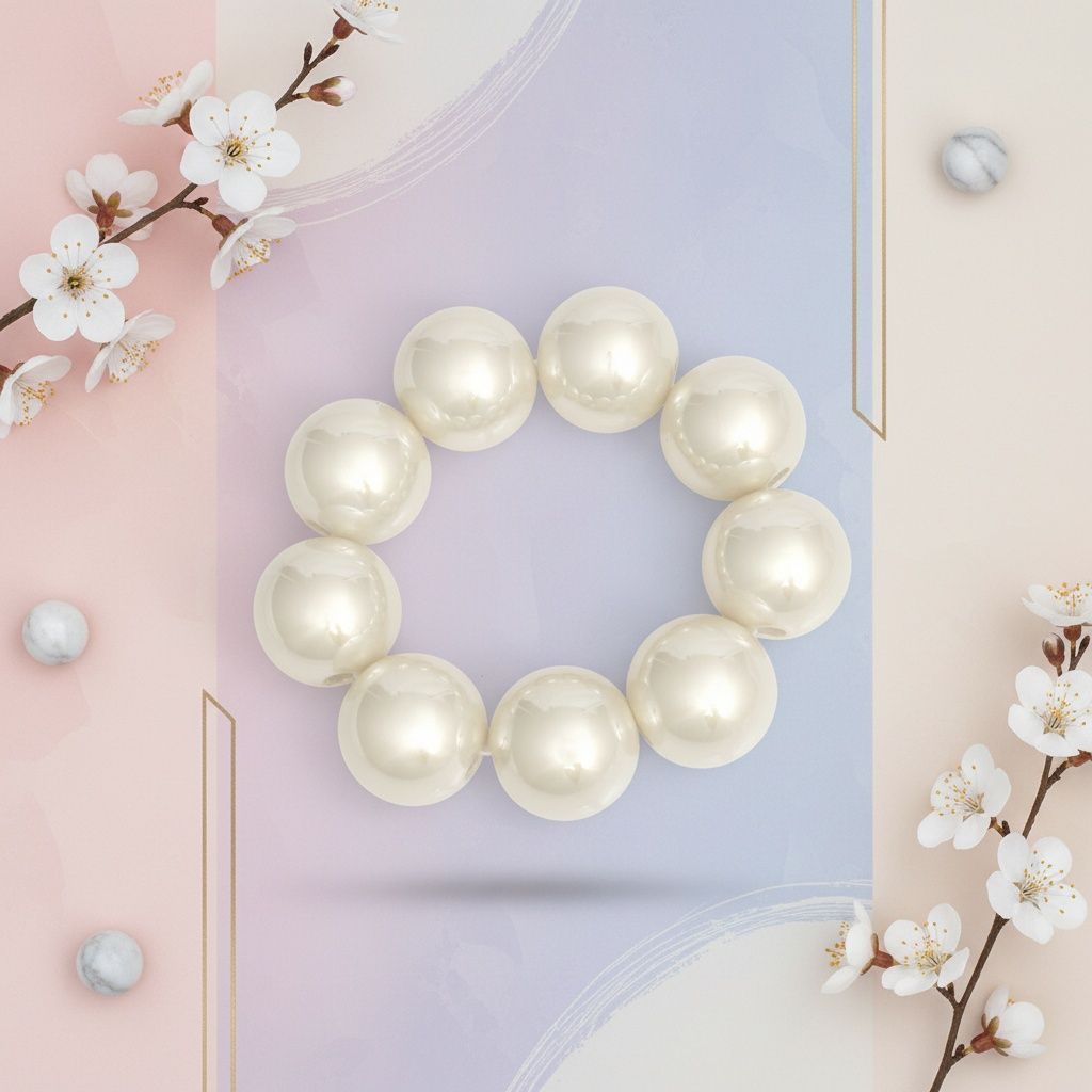 High Gloss Pearlescent Cream 24mm Bead Bracelet