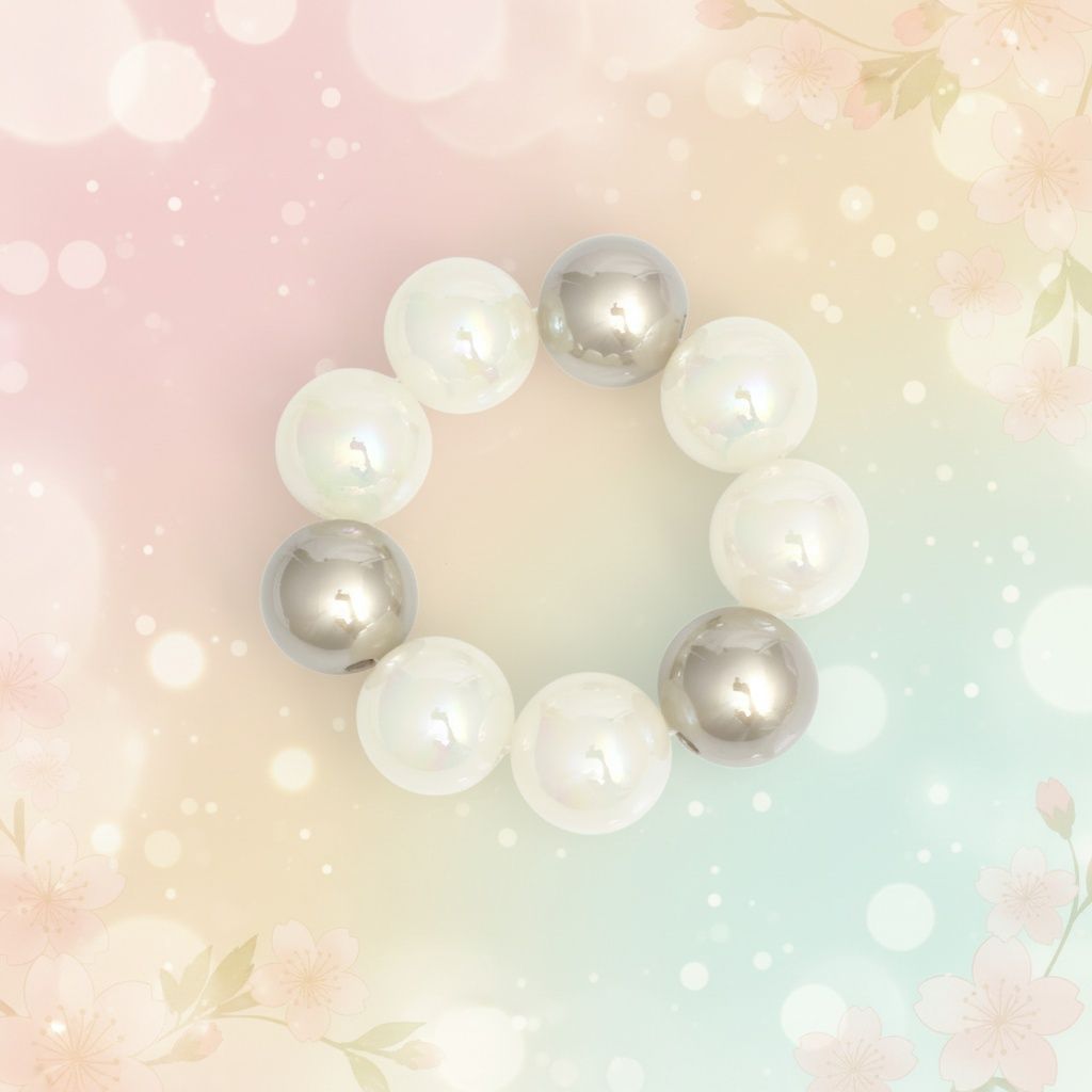 High Gloss Pearlescent White Brown 24mm Bracelet
