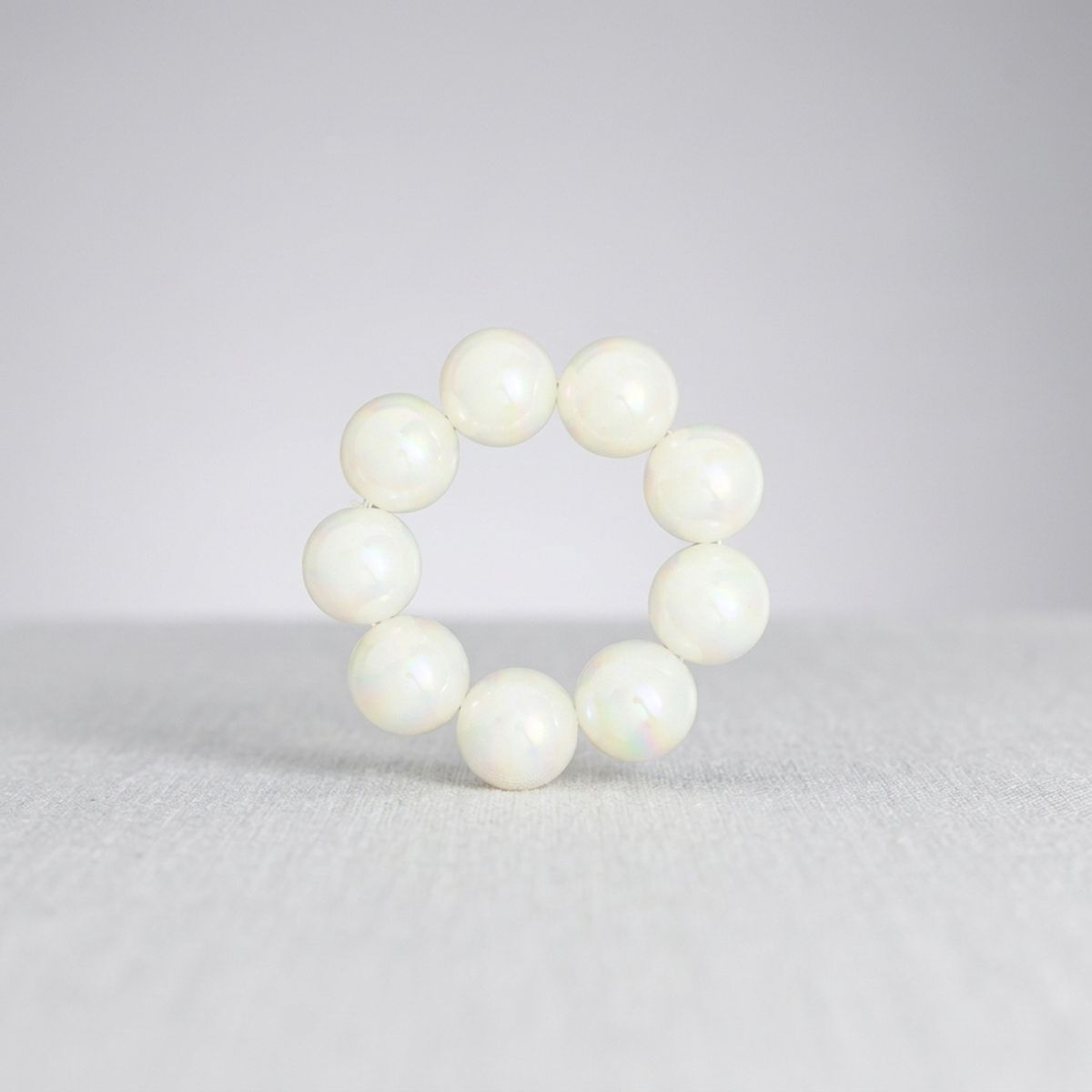 High Gloss Pearlescent White 24mm Bead Bracelet