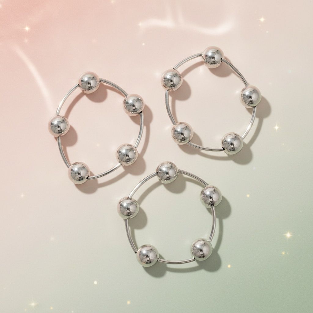 High Shine Silver Bead 3pcs Stretch Bracelet Set