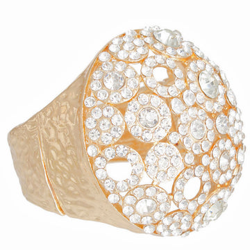 Cuff Domed Gold Round Rhinestone Chunky Bracelet