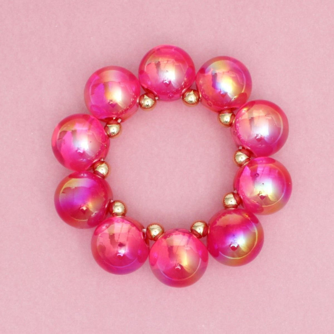Bracelet Fuchsia Iridescent Bubble Ball Bead