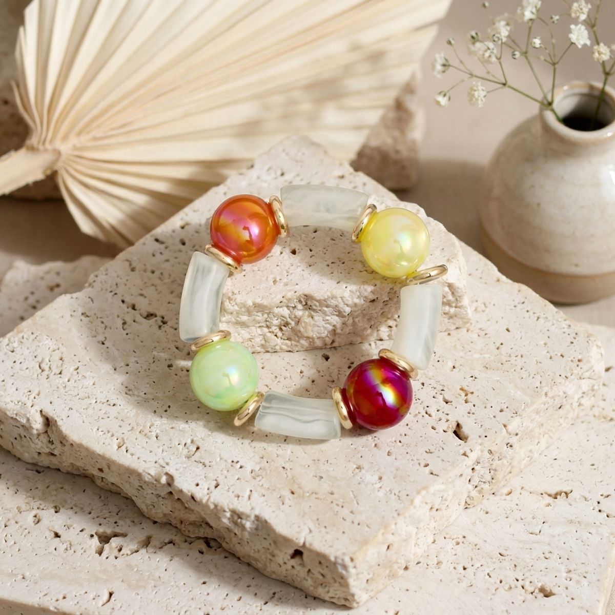 High Gloss Iridescent Bubble Bead Tube Bracelet