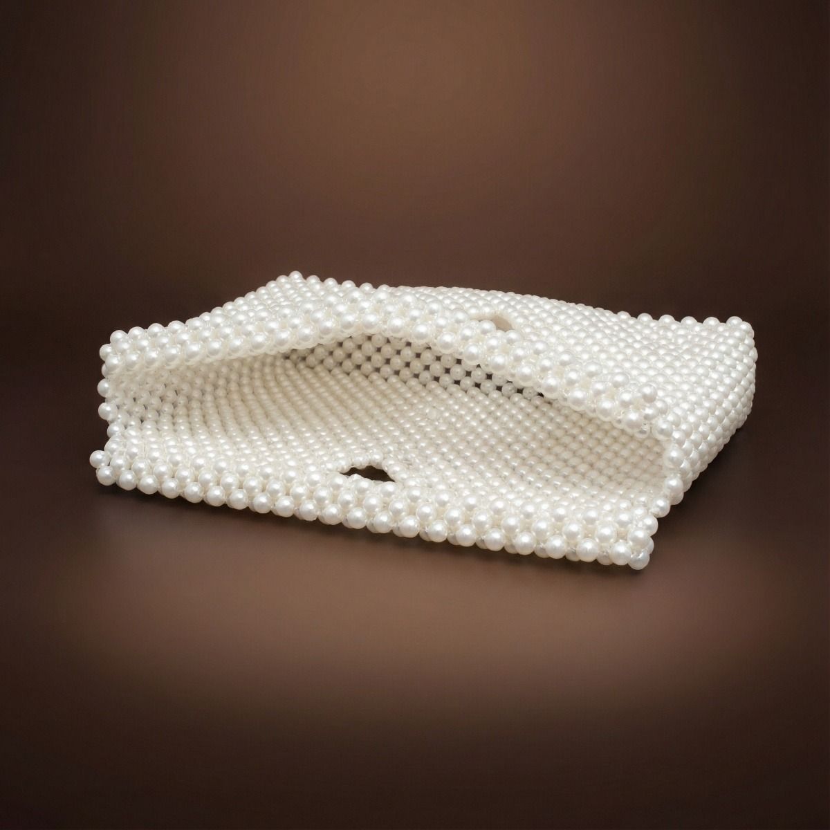 Clutch Cream Pearl Open Top Handmade Bag