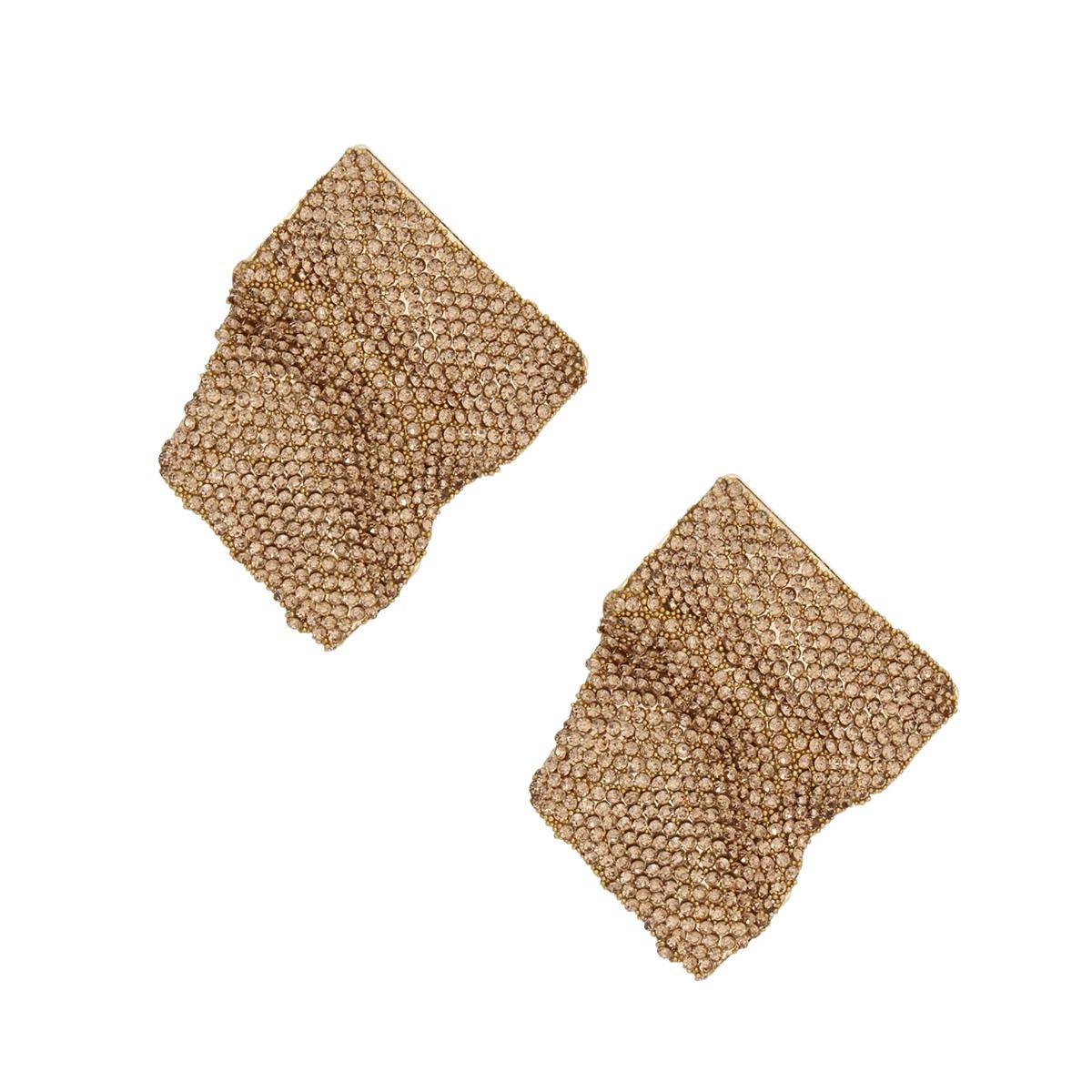 Studs Wavy Brown Rhinestone Glam Earrings Women