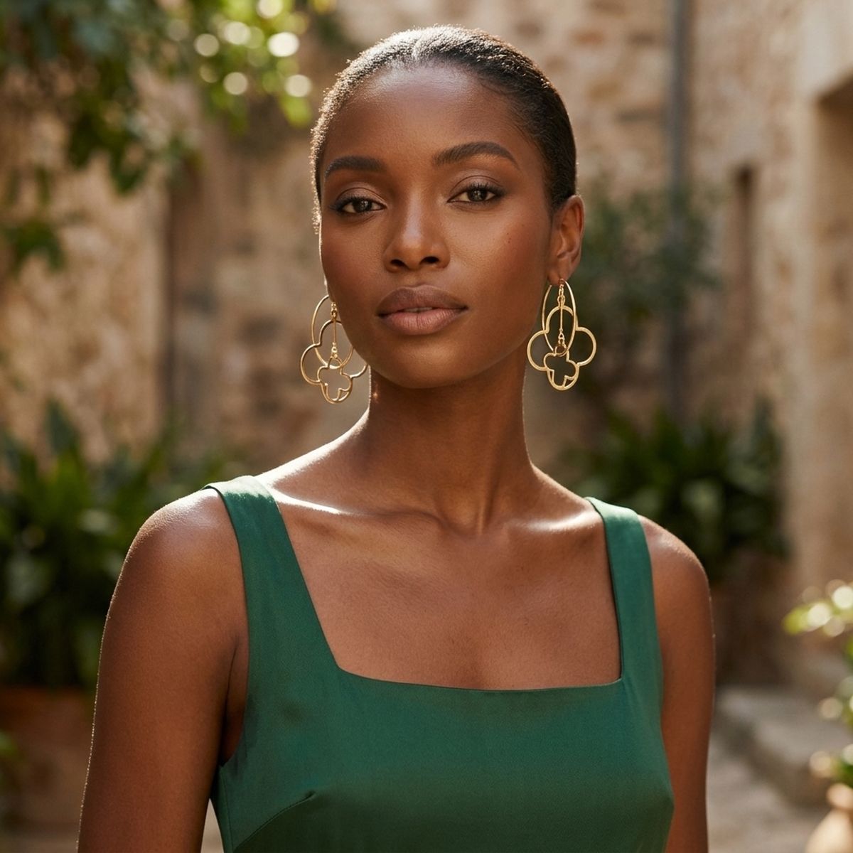 Hoop Gold Interconnected Quatrefoil Earrings