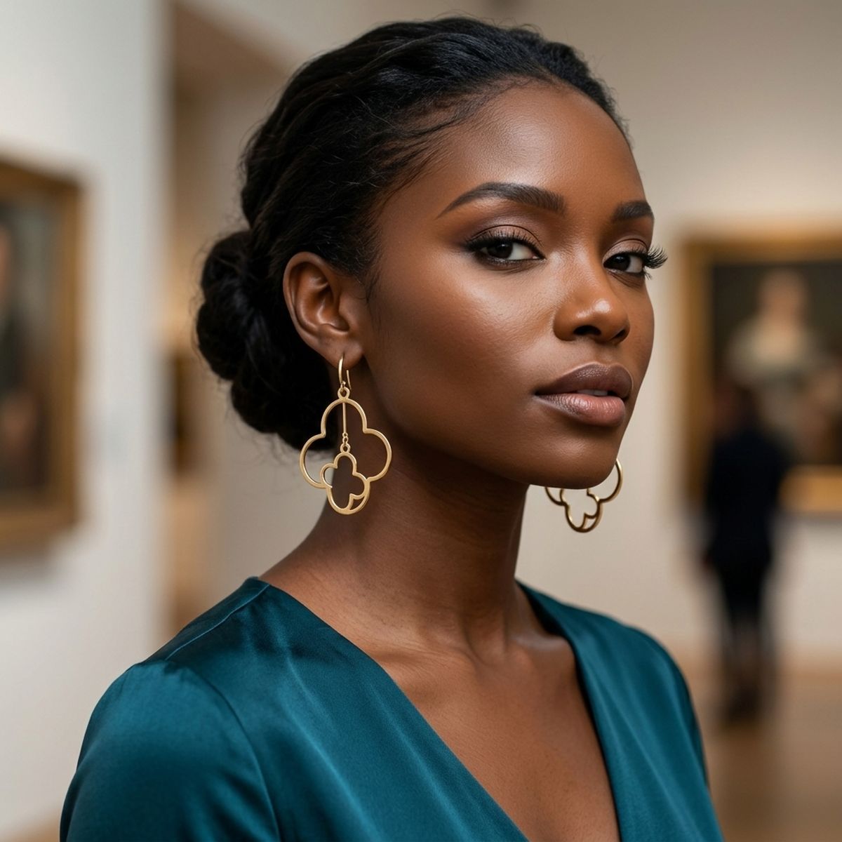 Hoop Gold Interconnected Quatrefoil Earrings