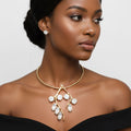 Pendant Gold Branch Clear Crystal Earthy Necklace