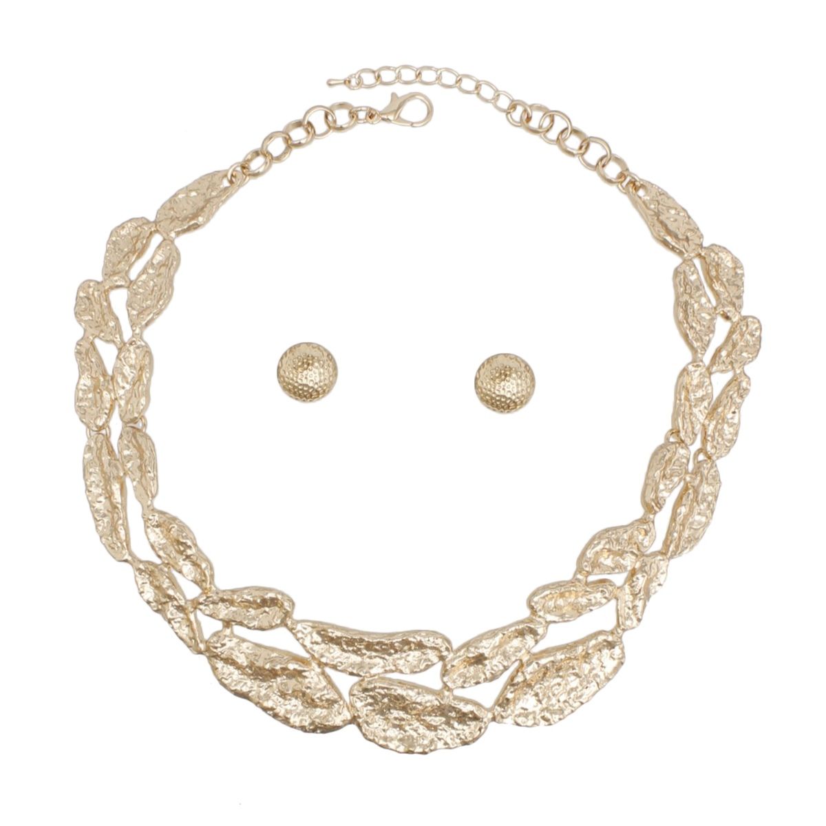 Collar Gold Melted Metal Rigid Armor Necklace