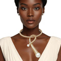 Pendant Handmade Coiled Gold Pearl Loop Necklace