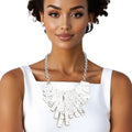 Bib Rigid Silver Oversized Metal Bar Plate Necklace