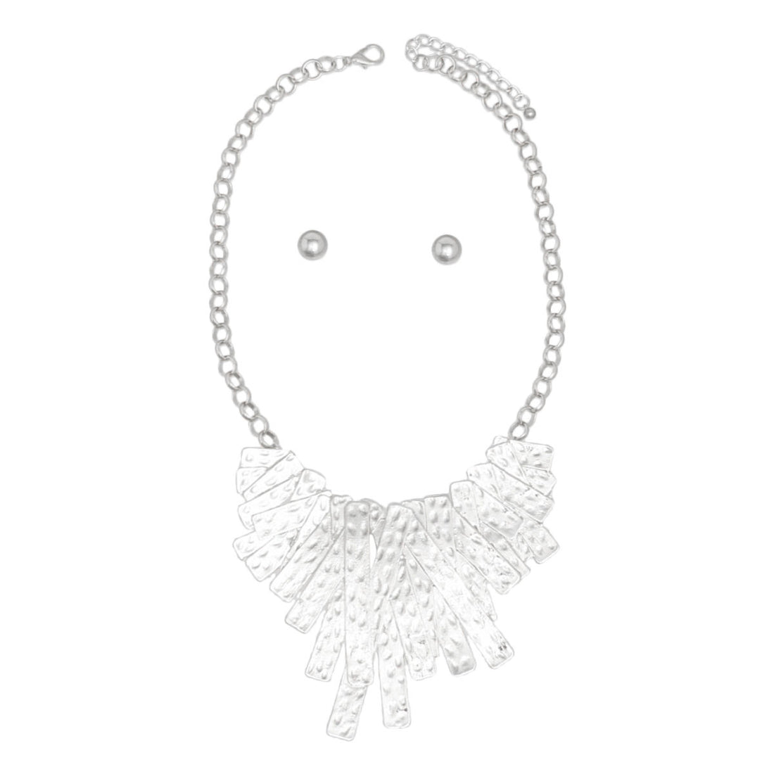 Bib Rigid Silver Oversized Metal Bar Plate Necklace