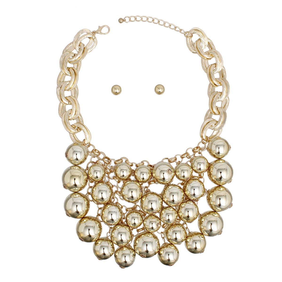Bib Opulent Ball Bead Gold Chainmaille Necklace