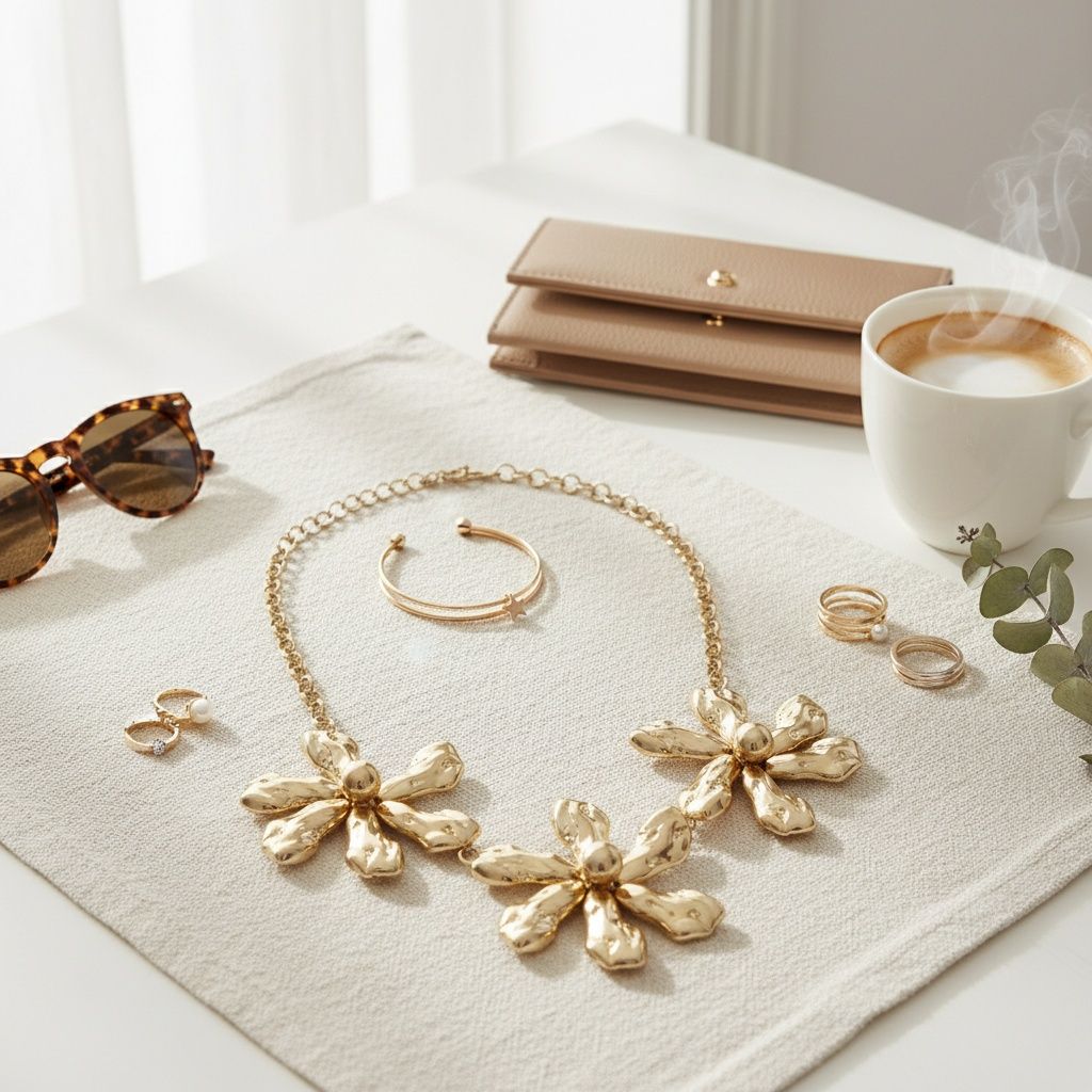 Bib Gold Chunky Floral Organic Petal Necklace