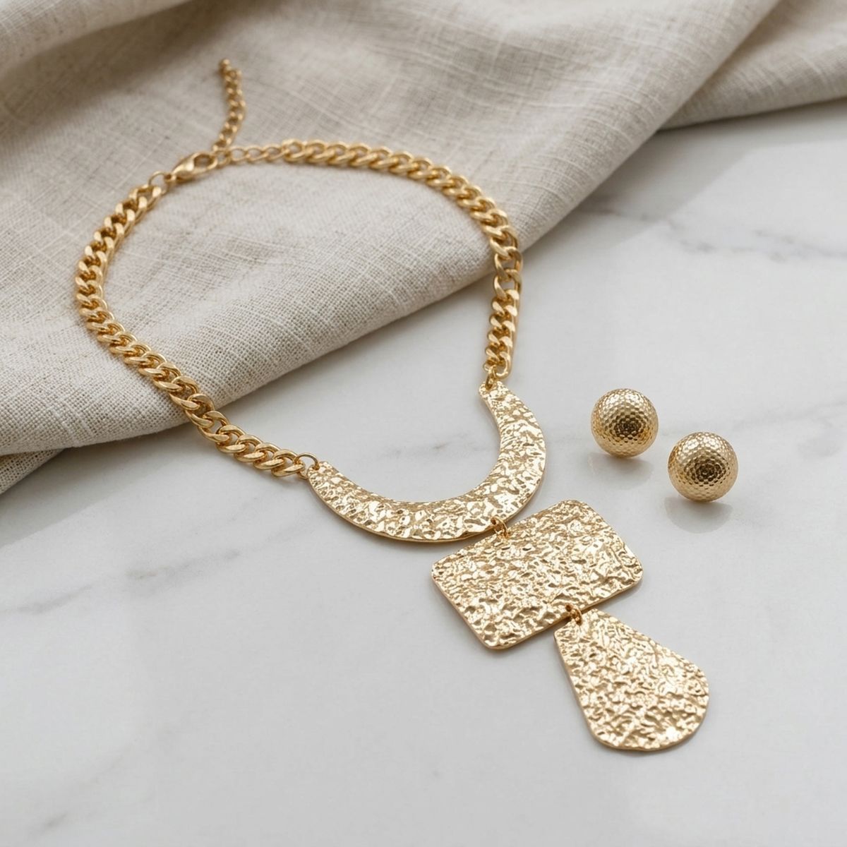 Pendant Geometric Gold Diamond Cut Chain Necklace