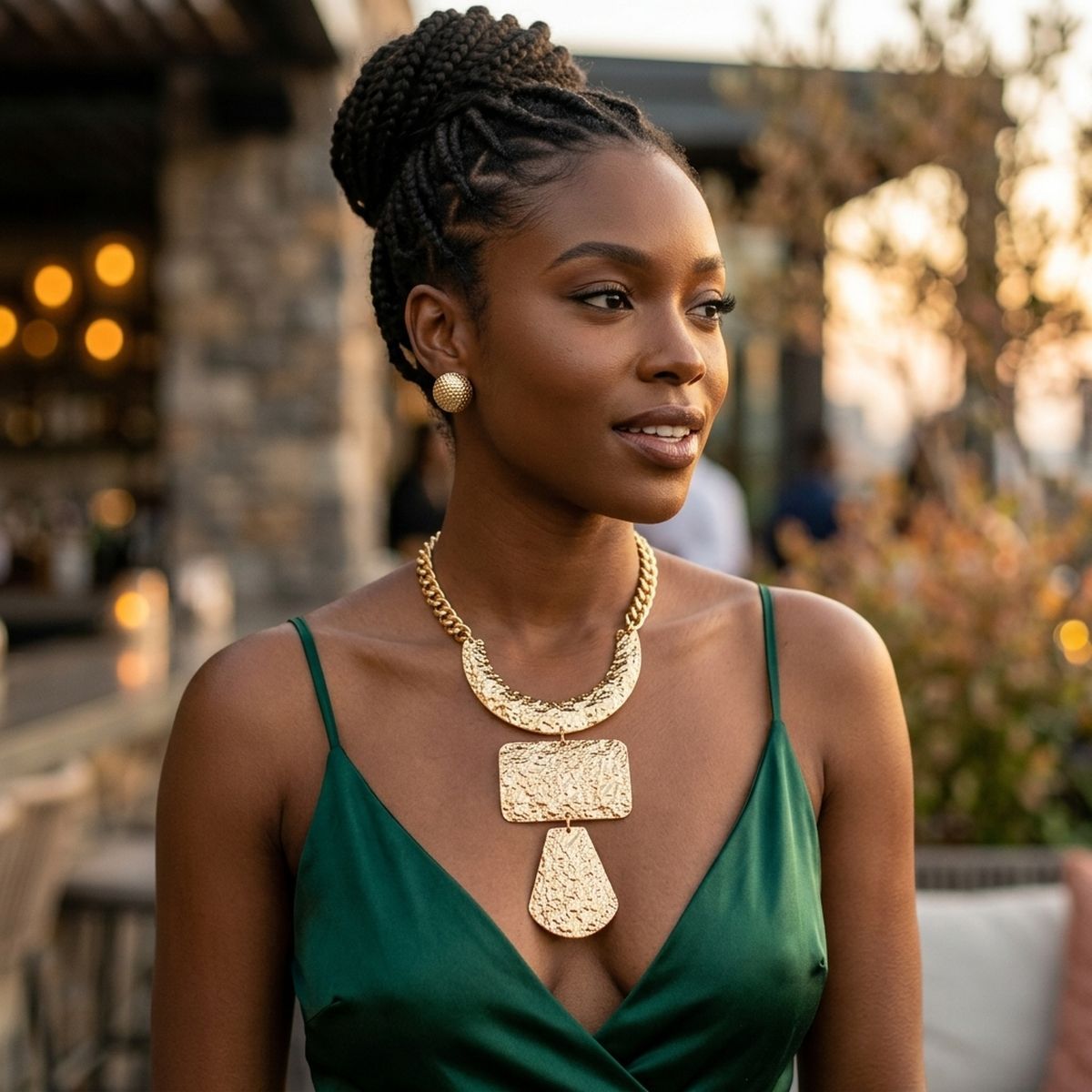 Pendant Geometric Gold Diamond Cut Chain Necklace