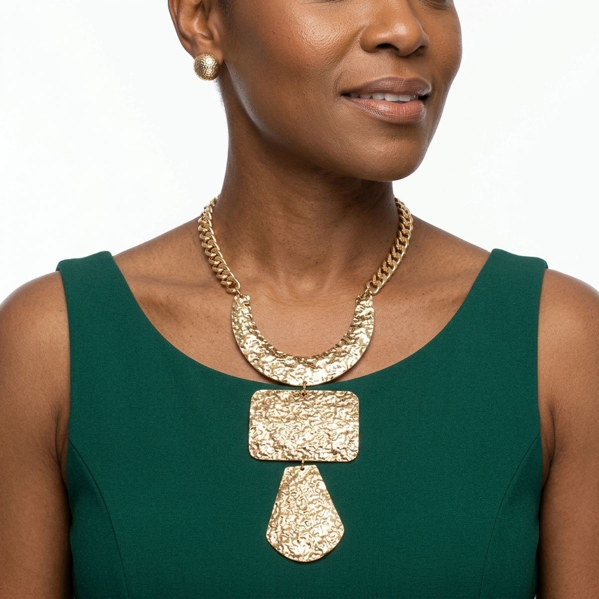 Pendant Geometric Gold Diamond Cut Chain Necklace