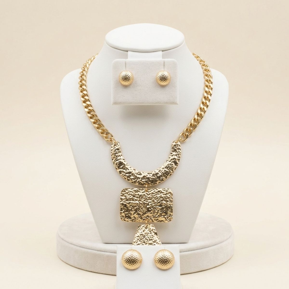 Pendant Geometric Gold Diamond Cut Chain Necklace