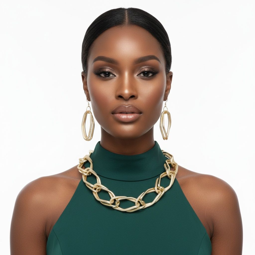 Chain Gold Diamond Cut Geometric Chunky Necklace
