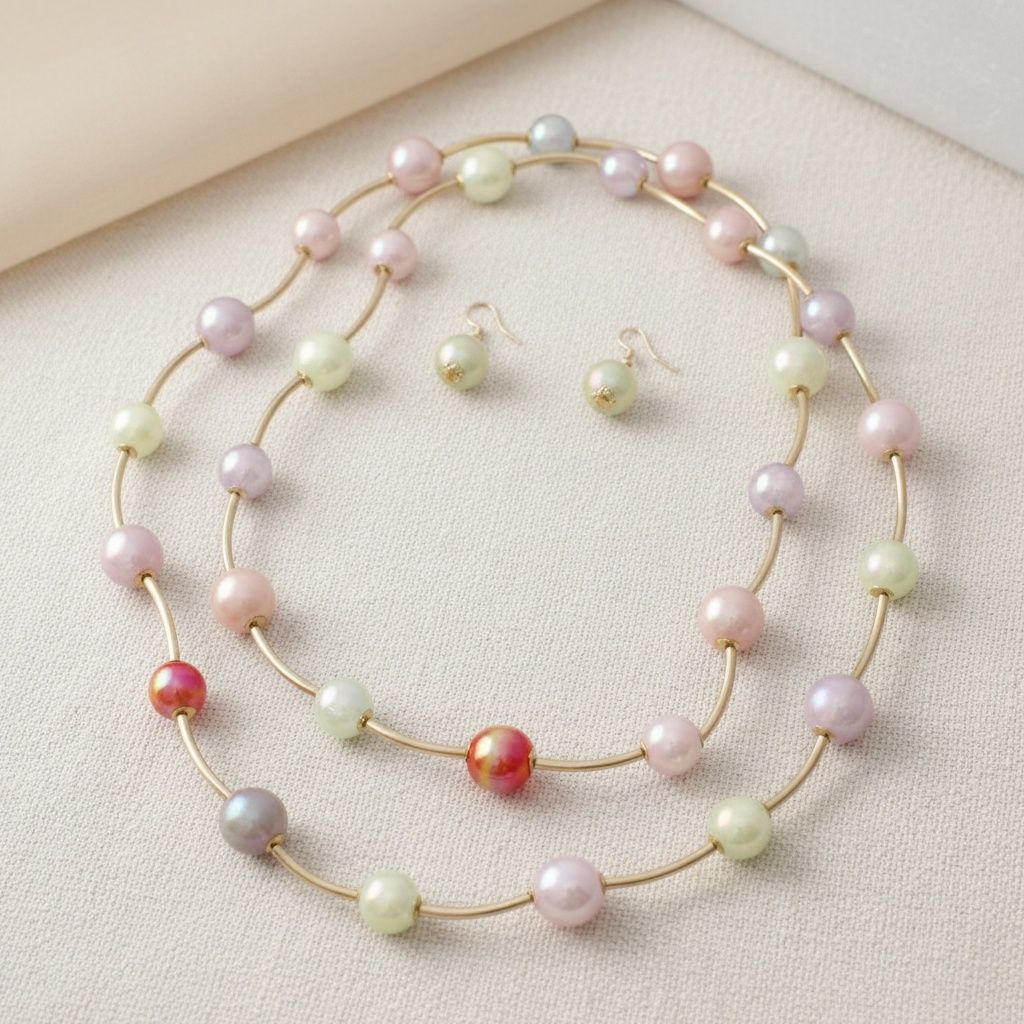 Convertible Stretch Pearlescent Bead Necklace
