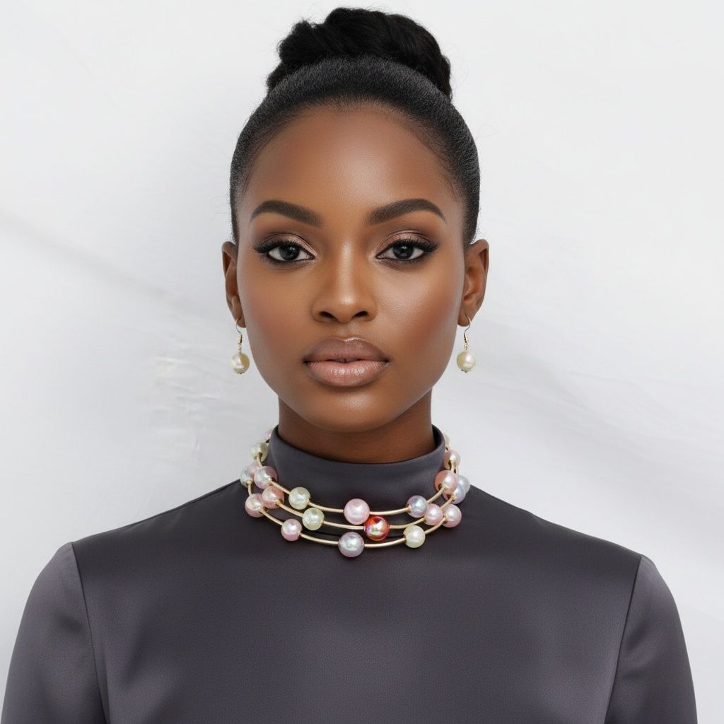 Convertible Stretch Pearlescent Bead Necklace