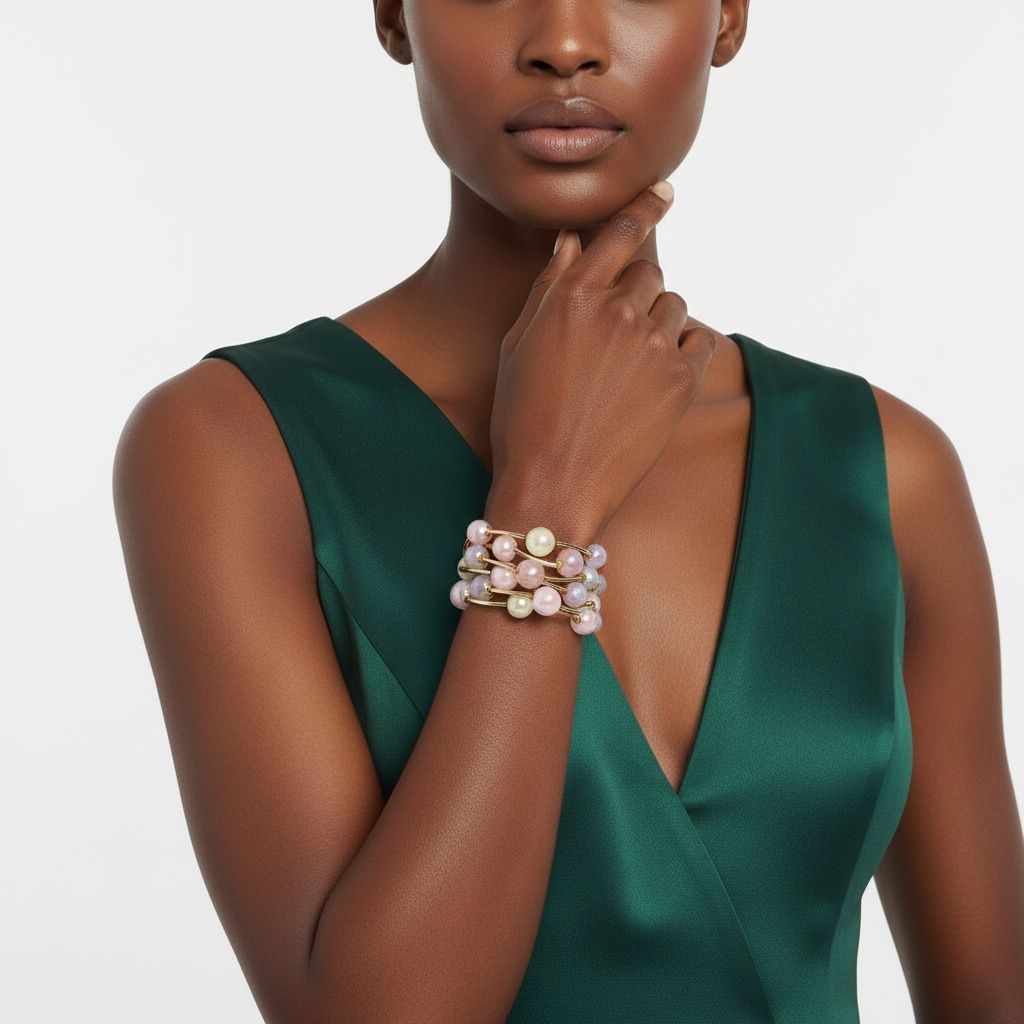 Convertible Stretch Pearlescent Bead Necklace