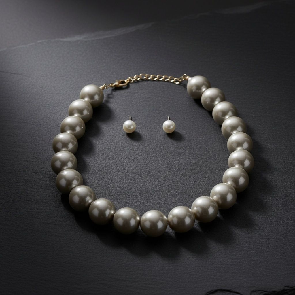 High Gloss Pearlescent Brown 24mm Bead Necklace