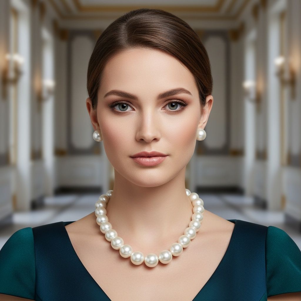 High Gloss Pearlescent Brown 24mm Bead Necklace